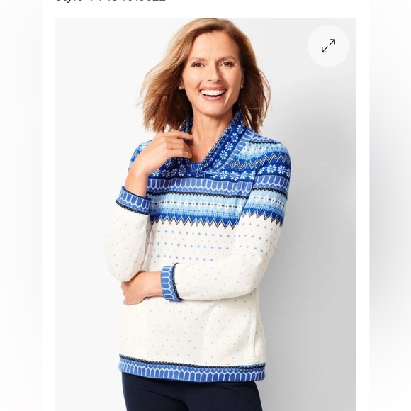 Talbots Fair-Isle Funnel Neck Long Sleeve Pullover Sweater Size M Petite - Picture 5 of 11